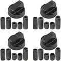 (4-pack) Universal Black Control Knobs for All Brands of Ovens, Stoves, and Hobs