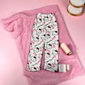 Miniatyrbillede 3 af 4: Hello Kitty Flannels Pyjamas Bløde Kawaii Pyjamas Hjemmebukser Tegneserie Casual Anime Behagelige Efterår og Vinter Varme Pyjamas Casual Bukser White XXL