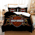 Miniatyrbild 1 av 3: Hd49 3D-tryckt Harley-Davidson Påslakanset Örngott 2/3 st Sängkläder UK SINGLE 135x200cm