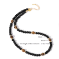 Miniatyrbild 3 av 5: Män Natursten Tiger Eye Beads Halsband Enkel Runda Små Pärlor Halsband Mode Yoga Strand Beaded Smycken För Homme Presenter Lava Stone
