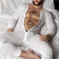 Miniatyrbillede 4 af 5: Herre Heldragt Lange Underbukser Nat Pyjamas Jsir White 2XL