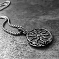 Pikkukuva 4 / 6: Kreikkalainen koru Aurinko Tähti Amuletti Ristiriipus Kaulakoru Miehille Vintage Suojajewelry, Onnenamuletti Ketjulla