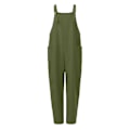 Miniatyrbillede 5 af 5: Dame Overall Afslappet Løs Dungarees Romper Baggy Playsuit Bomuld Og Linned Jumpsuit Green M