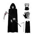 Miniatyrbillede 1 af 3: Halloween Party Grim Reaper Sort Kappe Sort Kappe Halloween Kostume Rekvisitter _a