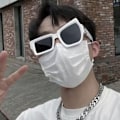 Pikkukuva 2 / 2: Hauskat kulmakarva-aurinkolasit eurooppalaiseen ja amerikkalaiseen tyyliin, aurinkolasit persoonallisella epäsäännöllisellä koolla, hip hop -aurinkolasit, valkoinen Betterlifefg