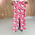 Miniatyrbilde 2 av 4: Hello Kitty Flanellpysjamas - Myke, søte kawaii pysjamas hjemmebukser tegneserie casual anime komfortable høst og vinter varme pysjamas casual bukser Rose red M