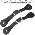 Miniatyrbillede 2 af 5: Zerodis Spur Strap 1 par håndlavet læder ridestøvle rem cowboy outfit støvler (sort)