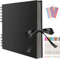 Stor Scrapbook, Scrap Book med 80 Sidor Svart Kraftpapper för DIY