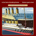 Miniatyrbillede 3 af 5: Byggeklods samlelegetøj Titanic Giant Dreng Pige Puslespil Krydstogtskib Model1878 Stk 1878 pcs