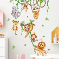 Miniatyrbild 3 av 3: Väggdekaler Djungeldjur Vinväggdekal Koala Lejon Apa Sloth Väggdekor Sovrum Barn Baby Barnrum Vardagsrum