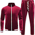 Miniatyrbilde 3 av 5: Velour Treningsdress Fløyel: Joggedress for menn 2-delt sett med glidelåsjakke og bukser med lommer