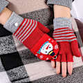 Miniatyrbilde 3 av 5: Votter for voksne, strikkede halvfingervotter med vendbar beskyttelse, konvertible votter, varme vintervotter Snowman
