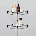 Miniatyrbillede 2 af 5: Badeværelseshylder, Badeværelsesglas Hjørnehylde Væghængt, hærdet Glashylde Til Opbevaring af Brusebad