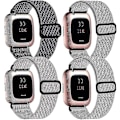 Miniatyrbild 2 av 5: 4-pack Justerbara Elastiska Band Kompatibla med Fitbit Versa 2 / Versa / Versa Lite, Mjuka Loop Nylontyg Andningsbara Elastiska Ersättningsband för V