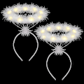 Miniatyrbillede 1 af 5: 2 Pak Lysende Engel Halo Pandebånd Led Hvid Fjer Pandebånd Engel Halo Pandebånd Til Jul