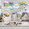 Miniatyrbillede 2 af 4: 6 stk. Folie Regnbue Balloner Smilende Ballon Sky Balloner Til Bryllup Fødselsdag Temafest