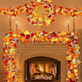 Miniatyrbild 1 av 5: 2-pack Höstdekoration för Hemmet Thanksgiving Dekorationer Ljusa Höstgirlander Lönnlöv Totalt 3 Meter 20 LED Batteridrivna Inomhus Utomhus Ljuskedjor