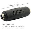 Miniatyrbillede 2 af 5: 3 stk. DC 5,5x2,1 mm Hun til Hun Strømforbindelse, Hun til Hun Koblingsadapter til CCTV