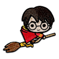 Miniatyrbillede 1 af 2: Harry Potter ? på kost - lap / stryge-på lap / stryge-på lap / lapper / stryge-på