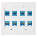 Miniatyrbillede 1 af 5: Ethernet vægplade 8 porte - Dobbelt Cat6 RJ45 netværkskabel frontplade hun til hun - Blå