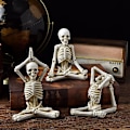 Miniatyrbillede 1 af 5: 3 stk. Yoga Skeletfigurer Resin Mini Skelet Dekoration Halloween Statue til Hjem Soveværelse Kontor Skrivebord Halloween Dekorationer (Hvid)