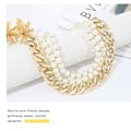 Miniatyrbillede 4 af 4: Lagdelt Perle Choker Halskæde Guld Chunky Link Kæde Halskæder Tykke Halskæder Punk Smykker Til Kvinder Og Piger (Guld Lagdelt Kæde)