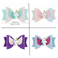 Miniatyrbilde 2 av 5: Suuyar 4 stk. Sequin Fargede Hårklipp Unicorn Sløyfe Barrette Skinnende Glitter Hodeplagg Hårspenne Fest Tilbehør for Småbarn Jenter Kvinner