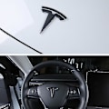 Miniatyrbillede 4 af 5: Tesla Model Y 3x Mat Sort T-Logo Hættebagagerum Rat Badge