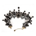 Pikkukuva 3 / 5: Naisten goottilainen steampunk kukka musta pitsihelmi riipus kaulapanta choker-kaulakoru