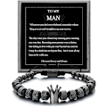 Miniatyrbillede 1 af 5: Til Min Mand Armbånd - Ret Din Krone Op Til Kæreste Mand, Justerbart Perle Mænds Rustfrit Stål Krone Jubilæum Julegaver-B