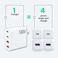 Miniatyrbilde 4 av 5: 100W GaN Ladeadapter Dobbel Type C QC3.0 USB-A EU STIKK