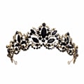 Miniatyrbillede 1 af 5: Sort Tiara til Kvinder Guldkrone til Piger Bryllup Prinsesse Fødselsdag Krystal Rhinesten Pandebånd
