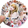 Miniatyrbilde 2 av 5: Kpop Black Pink Klistremerker for Laptop (50 stk), Gave til Barn Tenåringer Voksne Jenter Gutter, Vanntette Klistremerker for Vannflaske, Sanger