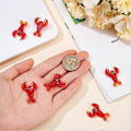 Miniatyrbillede 3 af 5: 6 stk. Håndlavede Lampwork Krebs Perler Røde Hummer Spacer Perler 3D Dyr Løse Perler til Fest Karneval Dekoration Forsyninger Smykkefremstilling