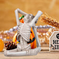 Miniatyrbillede 5 af 5: 3 stk. Yoga Skeletfigurer Resin Mini Skelet Dekoration Halloween Statue til Hjem Soveværelse Kontor Skrivebord Halloween Dekorationer (Hvid)