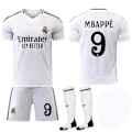 Miniatyrbillede 1 af 2: Real Madrid Hjemmebanetrøje Børn & Voksen Fodboldtrøje Med Strømper Nr.9 Mbappé 2024-2025 No.9 Mbappé 24