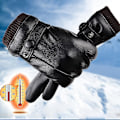 Miniatyrbild 4 av 4: Vinterfårskinn Handskar, Varmt Touchscreen Meddelandehandskar Med Kashmirfoder