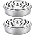 Miniatyrbilde 1 av 5: Myggspiralholder i rustfritt stål, spiralforbrenningsboks, bærbar myggspiralholder, 2 stk. jernmyggbrett