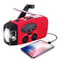 Miniatyrbilde 1 av 3: Vevradio med Solcelle, LED Lommelykt og 2000mA Powerbank SOS