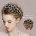 Miniatyrbillede 5 af 5: Sort Tiara til Kvinder Guldkrone til Piger Bryllup Prinsesse Fødselsdag Krystal Rhinesten Pandebånd