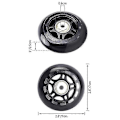 Miniatyrbillede 5 af 5: 4 Pak Inline Skate Hjul Indendørs/Udendørs Udskiftningshjul med Lejer 70mm, Sort