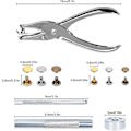 Miniatyrbild 3 av 5: Läder Nitar 240 Set 2 Storlekar Dubbel Nitar Rörformiga Metall Dubbar-ZCY