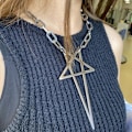 Pikkukuva 4 / 5: Punk Gothic Link-ketju Gootti Pentacle Kaulakoru Miehille ja Naisille Karkeilla Ketjuilla