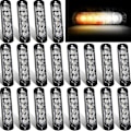 Miniatyrbillede 1 af 4: 20 Pak Led Nødstroblinklys 6 Led Ravhvid Overflademontering Blinkende Lys Advarsel Nød Better1