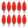 Miniatyrbild 1 av 5: 10x LED Ljusstake Ljuslampor Röda Lyckobringande Lampor Gudsljus Energisparande Ljuslampor, E14