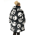 Miniatyrbillede 2 af 5: Disney x The Nightmare Before Christmas Unisex Zip Through Blanket Hoodie Sort Jack Skellington - One Size