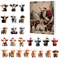 Miniatyrbilde 1 av 4: Julekalender med Yak Santa Claus Highland Cattle anheng Blind Box Julegave-C