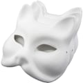 Miniatyrbillede 3 af 3: 3 stk. Malefarvede Kattemasker, Dyredragtmasker DIY Hvide Halvmasker til Maskerade Halloween Børne Cosplaymasker Kostumefest Favør