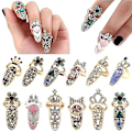 Miniatyrbillede 2 af 5: 12 stk. Fingerneglringe Kvinder Negle Dekoration Sløjfe Ring Charm Blomst Krystal Fingernegl Ring