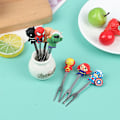 Miniatyrbilde 1 av 5: 8 stk Mini Hero Rustfritt Stål Tegneserie Barn Fruktgafler Søte Festgaffelsett